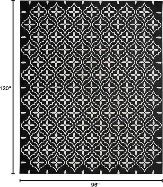 Nourison Home Nourison Essentials Black Ivory 8' x 10' Area Rug - Easy Clean, Non Shedding, Bed Room, Living Room, Dining Room, Kitchen (8' x 10')