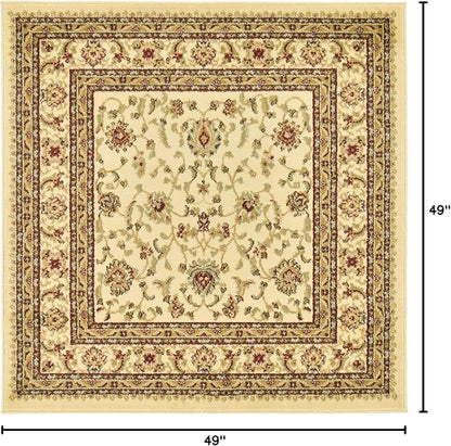 Unique Loom Voyage Collection Traditional Oriental Classic Intricate Design Area Rug (4' 0 x 4' 0 Square, Ivory/Gold)