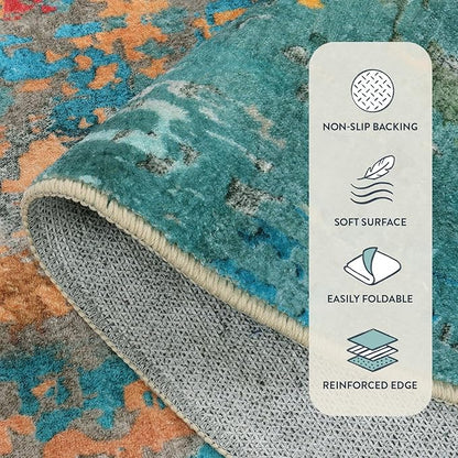 Lahome 2x3 Rugs for Entryway Indoor Entrance, Small Kitchen Rug Non Slip Washable Front Door Mat, Soft Doormat Stain Resistant Throw Carpet for Bathroom Bedroom Modern Colorful