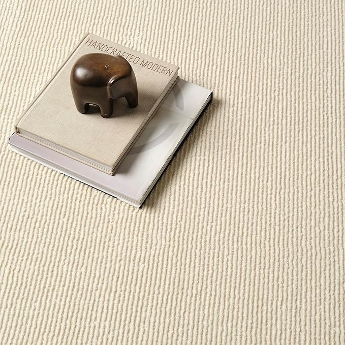Revival Rugs Stripe 2'7"x9' Machine Washable Runner Rug for Hallway Entryway - 100% Recycled Oeko-TEX Certified, Medium Pile, Beige, Cream