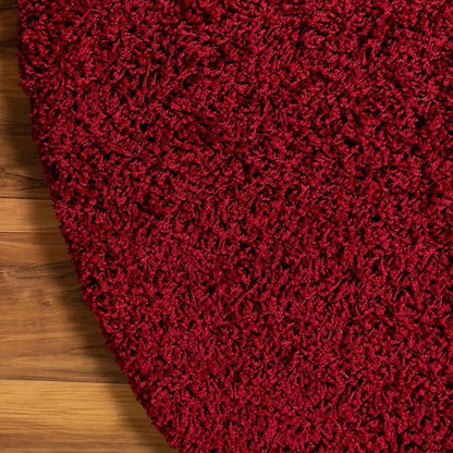 Unique Loom Solid Shag Collection Area Rug (8' Round, Cherry Red)