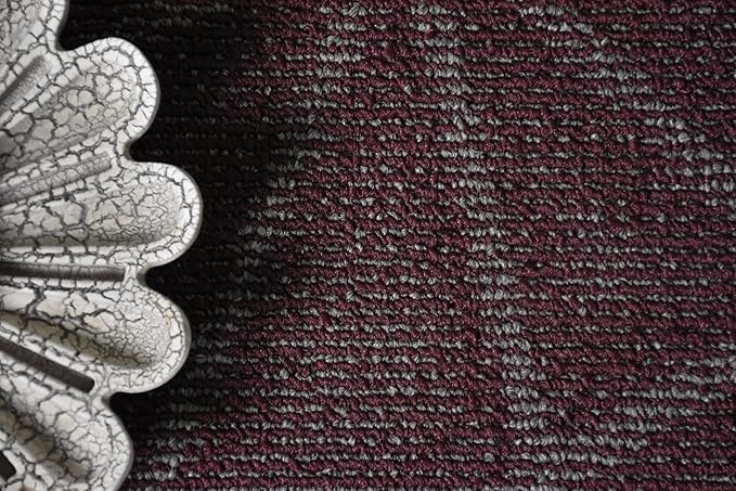 Furnish my Place Geometrical Pattern Indoor/Outdoor Refine Burgundy Abstract Area Rug, Doorway Mat, Contemporary Rug for Living Room, Entryway, Made in USA - 2' x 10' Oval