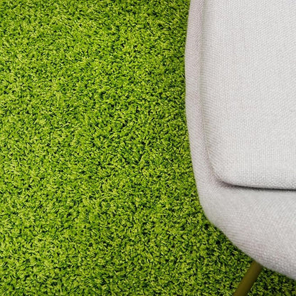 Unique Loom Solid Shag Collection Area Rug (5' 3" Round, Grass Green)
