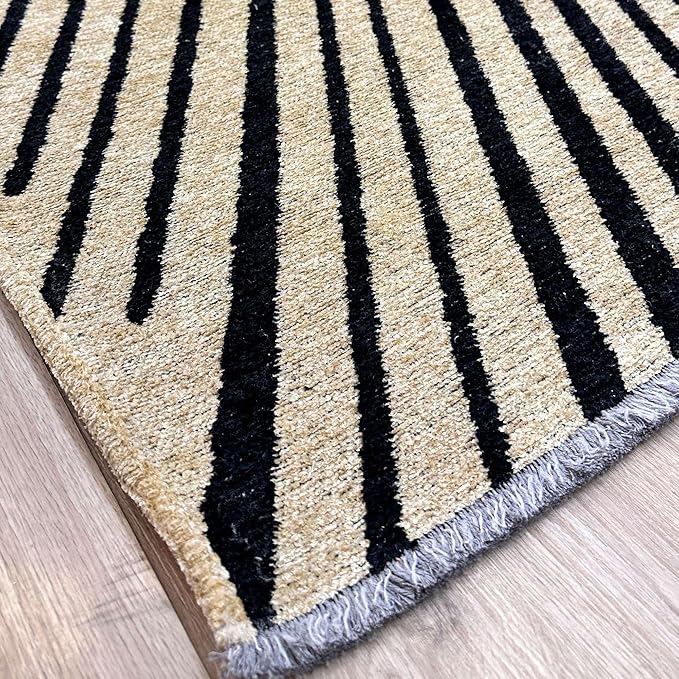 Alfa Rich 4x6 Geometric Beige Black Washable Area Rugs for Living Room Bedroom Kitchen Cotton Rug