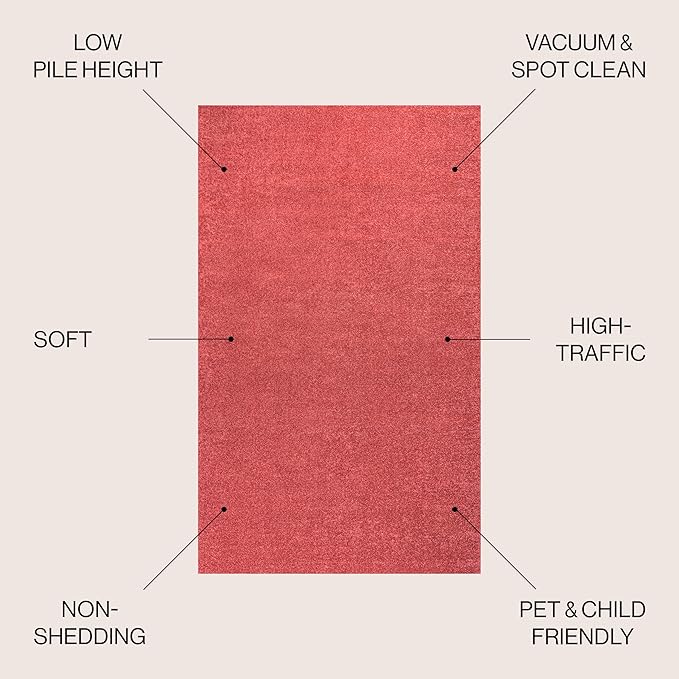 JONATHAN Y Haze Solid Low-Pile Red 6' Round Indoor Area Rug, Coastal,Bohemian,Minimalist,Classic, Easy-Cleaning for Living Room,Bedroom,Kitchen,Pet Friendly,Non-Shedding (SEU100E-6R)