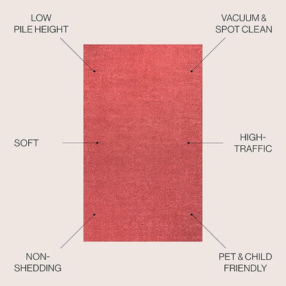 JONATHAN Y Haze Solid Low-Pile Red Indoor Area Rug 12x15, Coastal,Bohemian,Minimalist,Classic, Easy-Cleaning for Living Room,Bedroom,Kitchen,Pet Friendly,Non-Shedding (SEU100E-15)