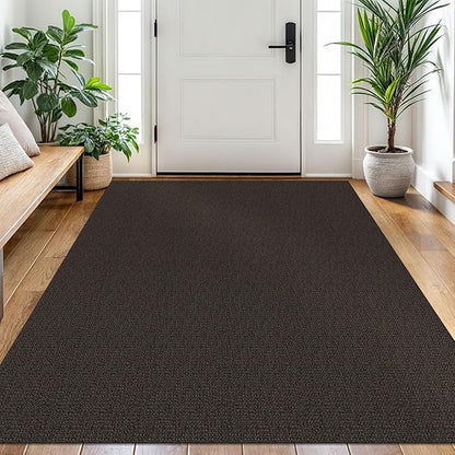 EARTHALL Washable Area Rug 4x6 Ft Non Slip Rugs for Entryway Braided Rubber Backed Bedroom Carpet Cotton Entry Rug Woven Floor Carpets for Bedroom Dining Room Living Room, Taupe/Coffee