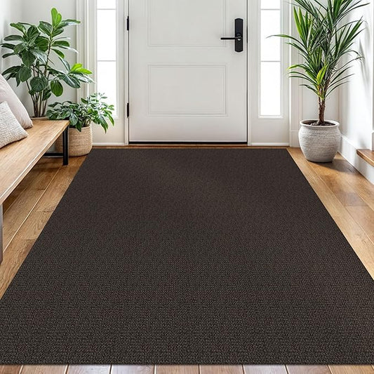 EARTHALL Washable Area Rug 4x6 Ft Non Slip Rugs for Entryway Braided Rubber Backed Bedroom Carpet Cotton Entry Rug Woven Floor Carpets for Bedroom Dining Room Living Room, Taupe/Coffee