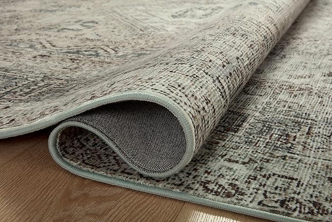 Loloi Magnolia Home by Joanna Gaines Sinclair Collection SIN-04 Natural/Sage 2'-0" x 5'-0", .25" Pile Height, Machine Washable, Accent Rug