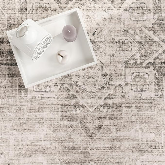 Paco Home Area Rug Modern Oriental Design in Vintage Look in Beige, Size: 4' x 5'3"