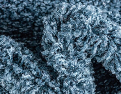 Unique Loom Davos Shag Collection Area Rug - Solid (3' 3" Round, Marine Blue)