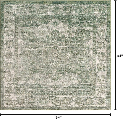 Unique Loom Isabella Collection Area Rug - Adjani (7' 10" Square, Green/ Ivory)