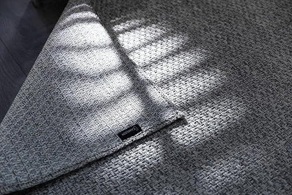 CAMILSON Easy Jute Rug 9x12, Indoor Outdoor Gray Color Farmhouse Area Rugs for Living Room Patio and Kitchen Rug, Solid Boho Woven Design, Easy-Cleaning, Washable Outside Carpet Alfombras (9 x 12)