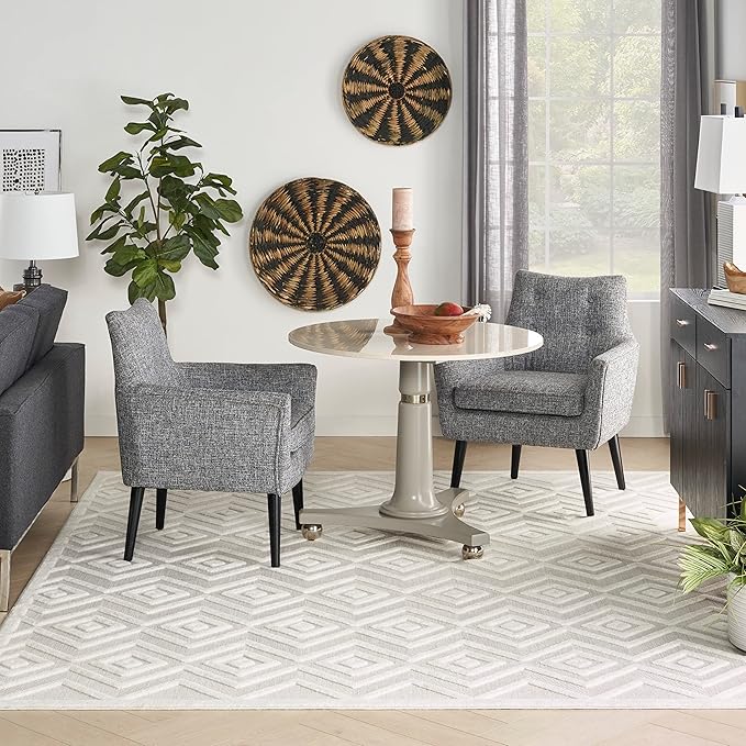 Nourison Home Versatile Ivory White 10' x 14' Area Rug - Easy Clean, Non Shedding, Bed Room, Living Room, Dining Room, Kitchen (10' x 14')