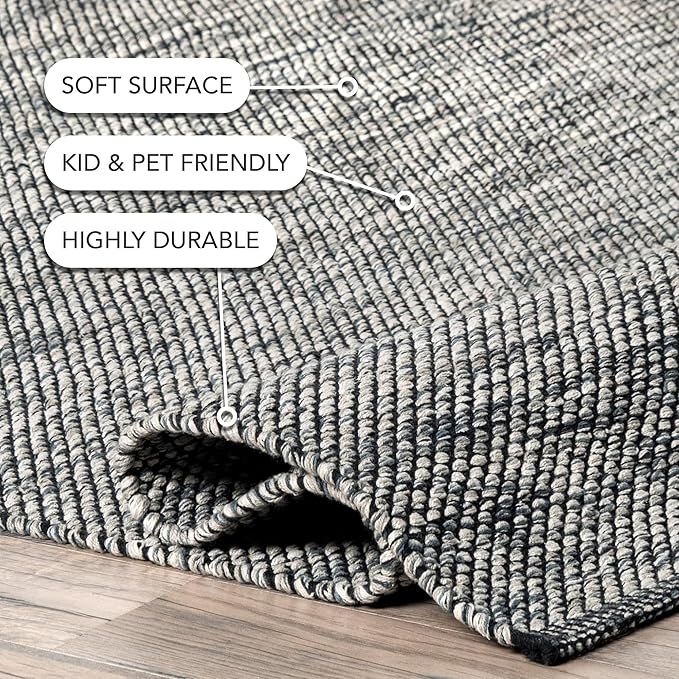 nuLOOM Alessi Solid Farmhouse Cotton Runner Rug, 2' 6" x 6', Grey