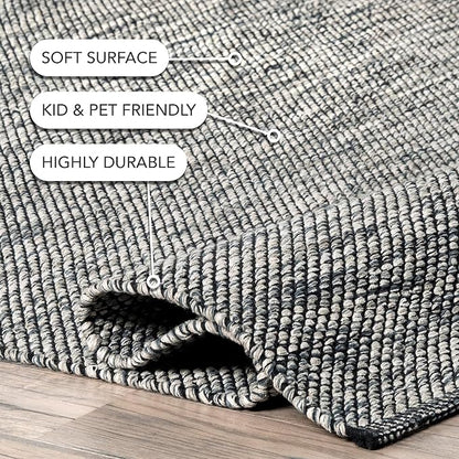 nuLOOM Alessi Solid Farmhouse Cotton Runner Rug, 2' 6" x 8', Grey
