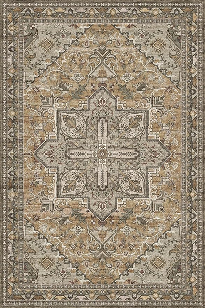 Washable Area Rug 4x6 | Non Slip Area Rug for Living Room, Bedrooms, Dining Room | Ultra-Soft Flannel Carpet Area with Rubber Backing (Light Sage Brown, 4x6)