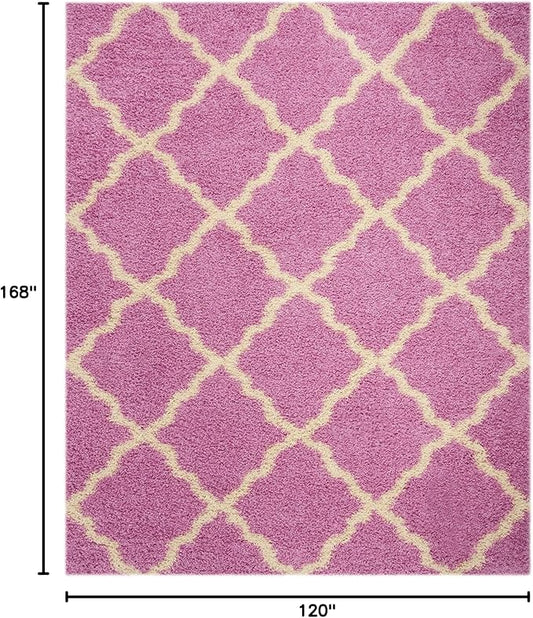 SAFAVIEH Dallas Shag Collection Area Rug - 10' x 14', Pink & Ivory, Trellis Design, Non-Shedding & Easy Care, 1.5-inch Thick Ideal for High Traffic Areas in Living Room, Bedroom (SGD257I)