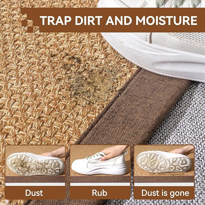 Front Door Mat 2'x3', Jute Like Non-Slip Indoor Mat Entrance, Woven Washable Doormat for Front Indoor Entryway, Brown