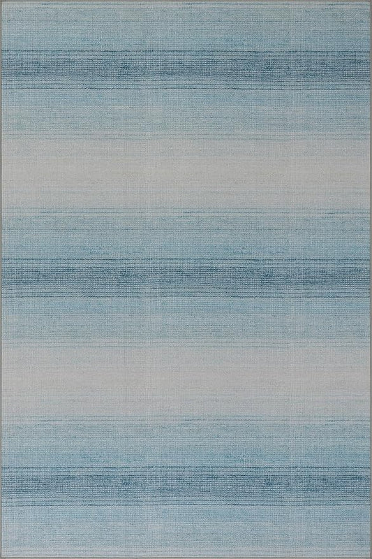 Dash & Albert Pandora Blue Machine Washable Rug, 5 X 8 Feet, Blue Abstract Pattern
