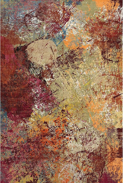 Arbosofe Modern Abstract Rug for Living Room, 6'x9' Washable Area Rug with Non-Slip Backing & Short Pile, Large Carpet with Abstract Pattern for Living Room Bedroom and Dining Floor Carpet Red Orange