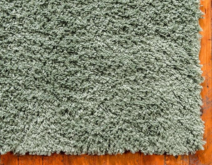 Unique Loom Davos Shag Collection Area Rug - Solid (2' 7" x 20' Runner, Sage)