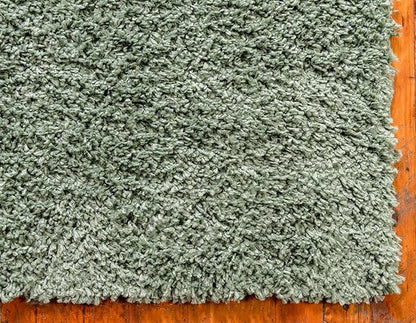 Unique Loom Davos Shag Collection Area Rug - Solid (7' 1" Square, Sage)