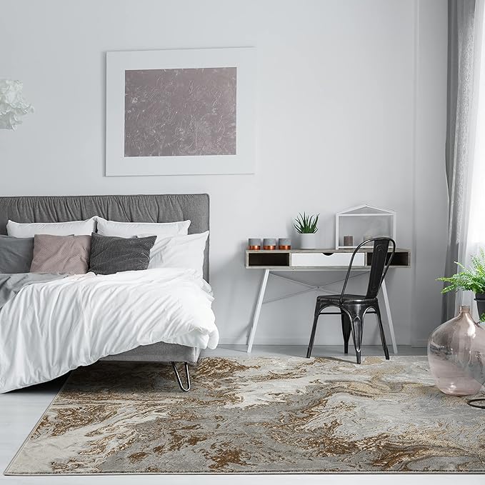 LUXE WEAVERS Marble Swirl Abstract Area Rug, Gray 4x5