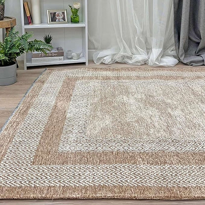 Alfa Rich 7x10 Beige Cream Washable Area Rugs for Living Room Bedroom Kitchen Dining Cotton Rug