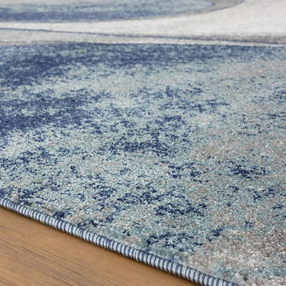 LUXE WEAVERS Spiral Abstract Blue 5x7 Area Rug