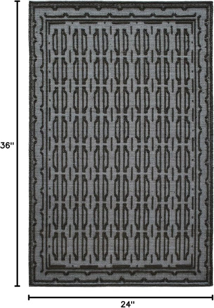 Dash and Albert Campbell Iron Handwoven Wool Rug, 2 X 3 Feet, Neutral/Grey Geometric Pattern - Premium Luxury Hotel Quality Soft Breathable Hypoallergenic Machine Washable Easy Care All Season