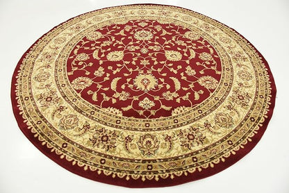 Unique Loom Voyage Collection Traditional Oriental Classic Intricate Design Area Rug (8' 0 x 8' 0 Round, Red/Gold)