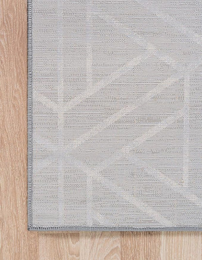Rugs.com Lattice Trellis Collection Rug – 6 Ft Runner Gray Low-Pile Rug Perfect for Hallways, Entryways