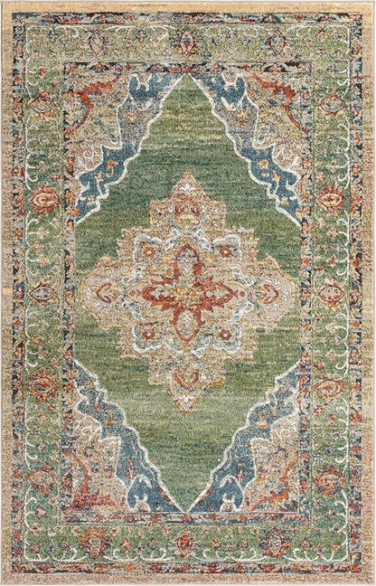 Unique Loom Isabella Collection Area Rug - Rossellini (5' 1" x 8' Rectangle, Green/ Blue)
