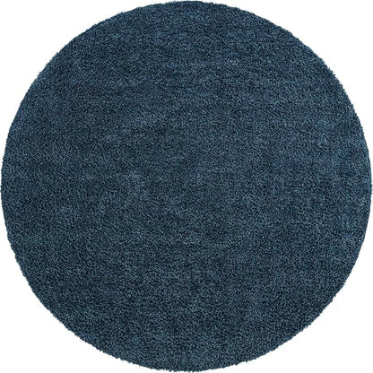 Unique Loom Davos Shag Collection Area Rug - Solid (10' Round, Marine Blue)