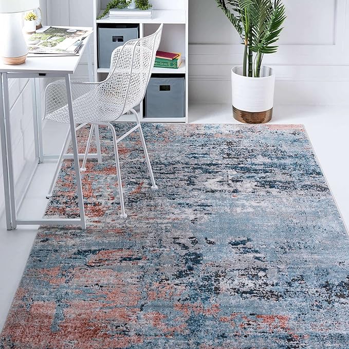 Rugs.com Leipzig Collection Area Rug – 8X10 Multi Low-Pile Rug Perfect for Living Rooms, Large Dining Rooms, Open Floorplans