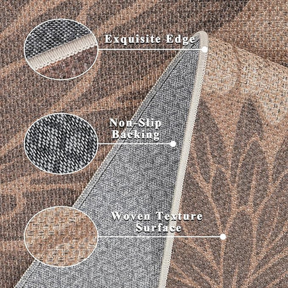 Floral Easy Jute Rug 6x9 Outdoor Rug Washable Area Rugs for Living Room Bedroom Non Slip Neutral Farmhouse Indoor Outdoor Carpet for Backyard Patio Office