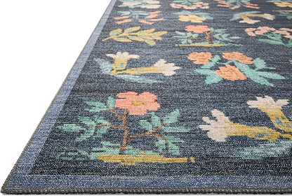 Loloi Rifle Paper Co. Rosa Collection RSA-03 Navy 2'-6" x 9'-6" Runner Rug