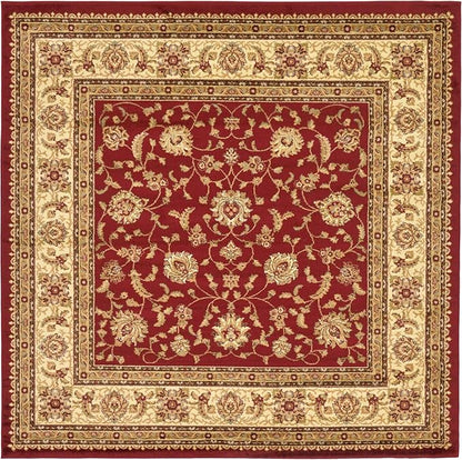 Unique Loom Voyage Collection Traditional Oriental Classic Intricate Design Area Rug (8' 0 x 8' 0 Square, Red/Gold)