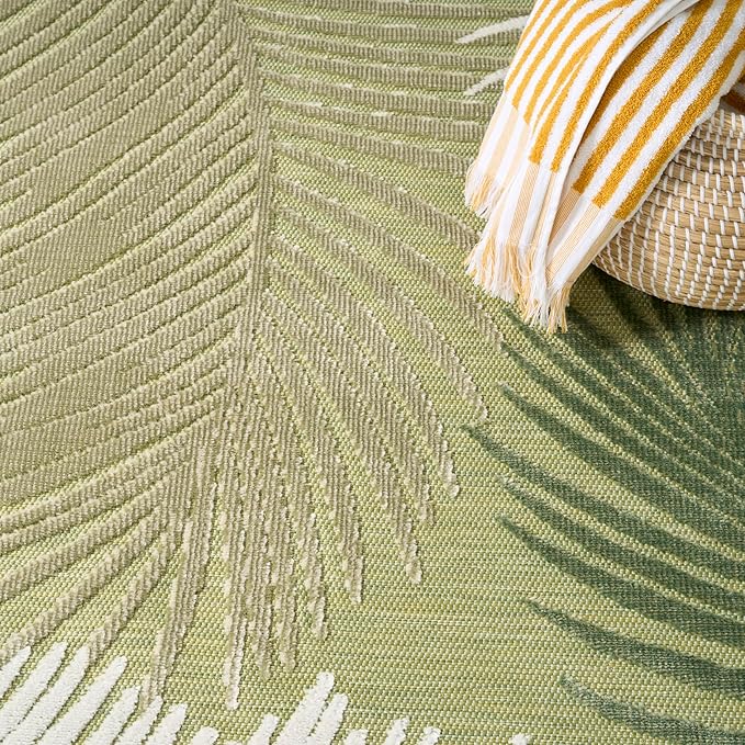 Nourison Home Suncoast Green 9' x 12' Area Rug - Easy Clean, Non Shedding, Bed Room, Living Room, Dining Room, Kitchen (9' x 12')