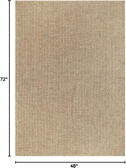 Easy Jute Rugs 4x6 Natural Color Living Room Indoor Outdoor Area Rug for Farmhouse Patio and Kitchen Rug High Traffic Washable Easy to Clean Solid Boho Woven Design Outside Carpet (4 x 6)