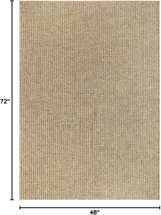 Easy Jute Rugs 4x6 Natural Color Living Room Indoor Outdoor Area Rug for Farmhouse Patio and Kitchen Rug High Traffic Washable Easy to Clean Solid Boho Woven Design Outside Carpet (4 x 6)