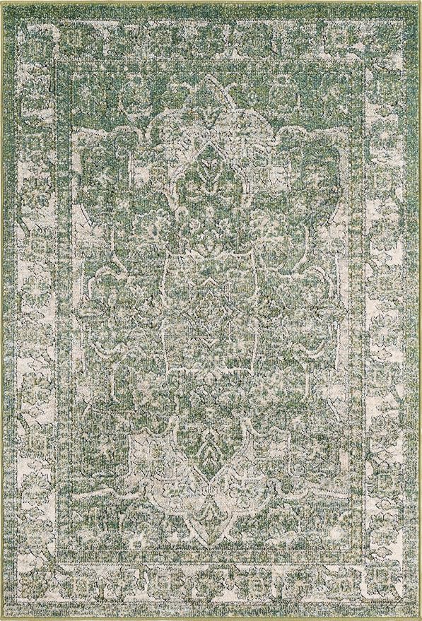 Unique Loom Isabella Collection Area Rug - Adjani (4' 1" x 6' 1" Rectangle, Green/ Ivory)