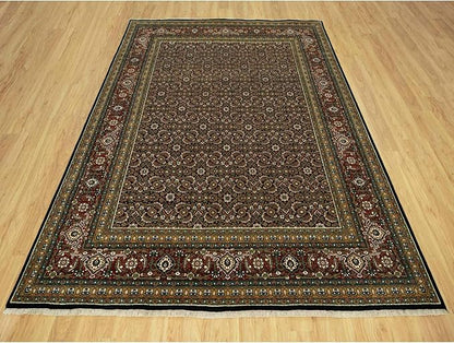 Blue Denser Weave All Over Fish Pattern Heritta Design Soft Vibrant Wool Hand Knotted Rug(7'10"x10')