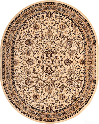 Unique Loom Sialk Hill Collection Area Rug - Washington (7' 10" x 10' Oval Ivory/Black)