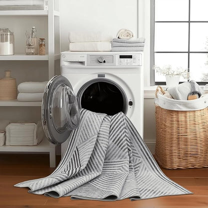 ReaLife Rugs Machine Washable Area Rug - Living Room Bedroom Bathroom Kitchen Entryway Office - Padded Low Pile Stain Resistant Premium - Modern Geometric Contemporary - Miles - Gray 4' x 6'