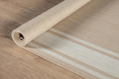 Beverly Rug Outdoor Rug 6x9 Modern Bordered Area Rugs for Indoor and Outdoor Patio Deck Porch Garden Waterproof Weather Sun Resistant Washable Outside Carpet (6 x 9 Beige)