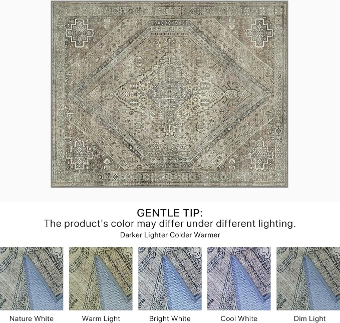 Bavni Kitchen Rug 2x7 Runner Rugs for Hallways Entryway, Washable Vintage Print Carpet, Ultra-Thin Chenille Low Pile Lightweight Rug with Non Slip Backing, Tan