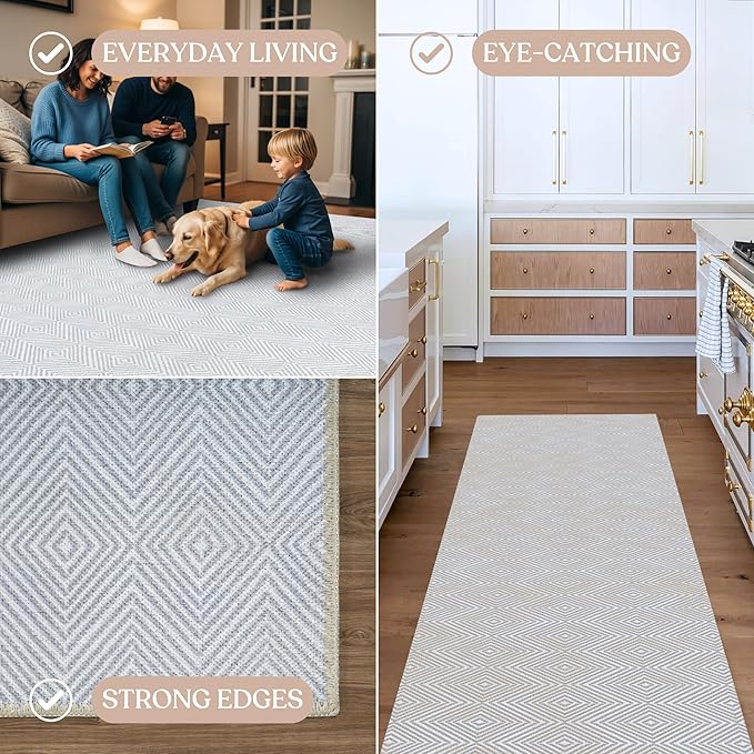 Fame Living Washable Area Rug. Modern Farmhouse. Vintage. Turkish. Bohemian. Distressed. Oriental. Traditional. Rugs for Living Room. Dining. Bedroom. Office. Entryway. Foyer. (864CC, 2'5" x 9'8")
