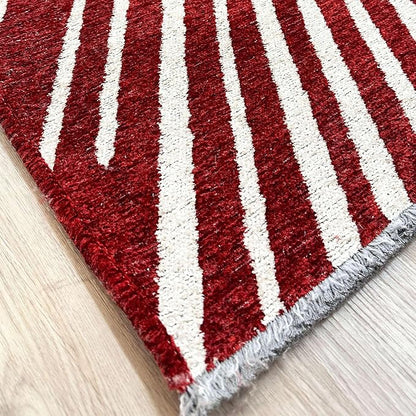 Alfa Rich 7x10 Geometric Red Burgundy Off White Washable Area Rugs for Living Room Bedroom Rug